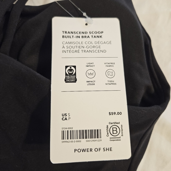NWT Athleta Black Transcend Scoop Built-In Bra Tank Small - Picture 6 of 6